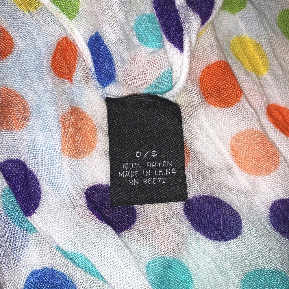 Sheer rainbow poka-dot scarf